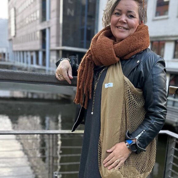 Scandinavian Net Shoulder Bag - Clay - Mesh Bag Big - Organic Cotton NWT Unisex - Picture 11 of 14